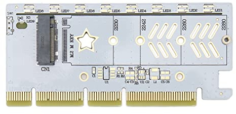 Septpenta M.2 PCIe 4.0 X16 NVMe SSD Adapterkarte, 64 Gbit/s, für 2230/2242/2260/2280 SSD, Plug and Play, für Laptop und PC