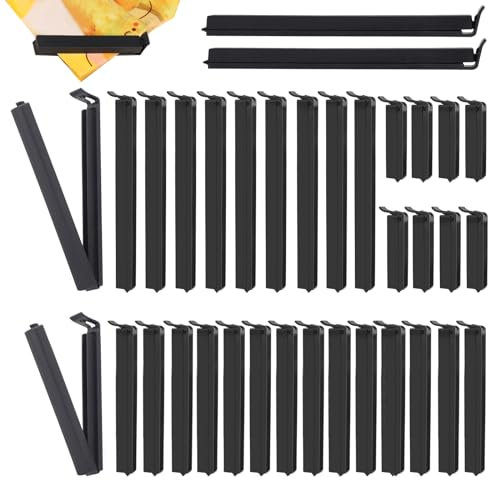 33 Stück Verschlussclips, 18/14.5/11/8cm Lebensmittel Clips Kunststoff Verschlussclips Tütenclips Verschlussklammern Schwarz für Süßigkeit Snacks Lebensmitteln