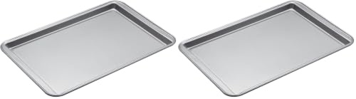 KitchenCraft KC2BK6 Extra Large Baking Tray with Non Stick Coating, 43 x 28 cm, Silver (Pack of 2)