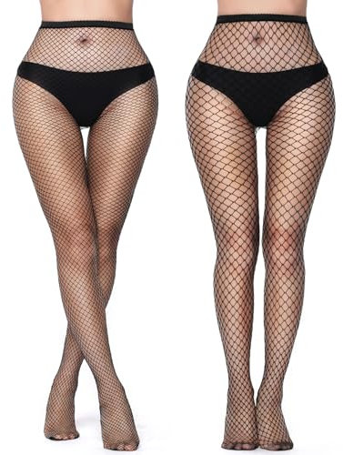 PROPOG Collant Resille Noir, Bas Resille Femme Sexy Taille Haute Classique Élastique Collant Femme (2 Types)