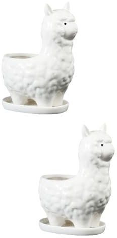 Toddmomy 2 STK Tischdekoration Im Freien Alpaka-sukkulenten Outdoor-dekor Blumentöpfe Im Freien Mini-vase Pflanzkisten Im Freien Sukkulententöpfe Aus Keramik Ornament Weiß Tier Pflanze