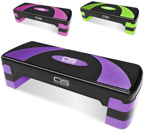 Aerobic Stepper platform -Step Steps board High - Exercise 2-5 Level Adjustable Height Fitness Workout Yoga Pilates Fitness Home Gym Removable Step Rise block (5 Levels Purple)
