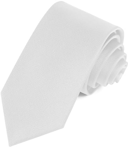 KUOGAS Krawatten für Herren, Klassische Schmale Krawatte weiße 8 cm,Tie, Elegant Hochzeit Krawatte für Büro oder Festliche Veranstaltunge