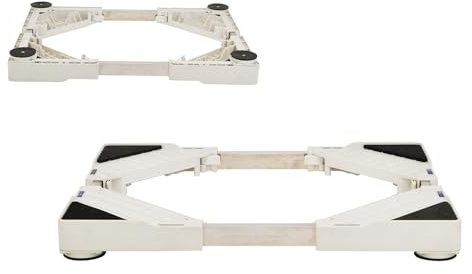 Base per Lavatrice, Supporto Base per Lavatrice Frigorifero Lunghezza 50cm-77cm Larghezza 45cm-72cm Altezza 5.5cm Supporti 250 kg, Base per Lavatrice Asciugatrice Frigoriferi 4 Piedi Fissi Bianca