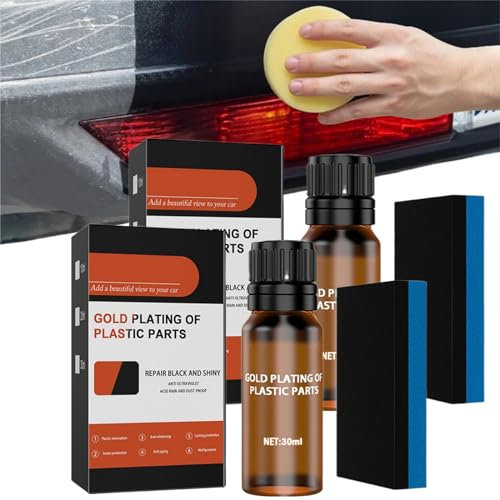 Restaurateur Plastique Voiture,2pc Renovateur Plastique,Renovateur Plastique Voiture Extérieur,Efface Rayure Plastique,Enduit Cristal Voiture,Plastic Coating Agent,Réparation pour Plastiques Auto