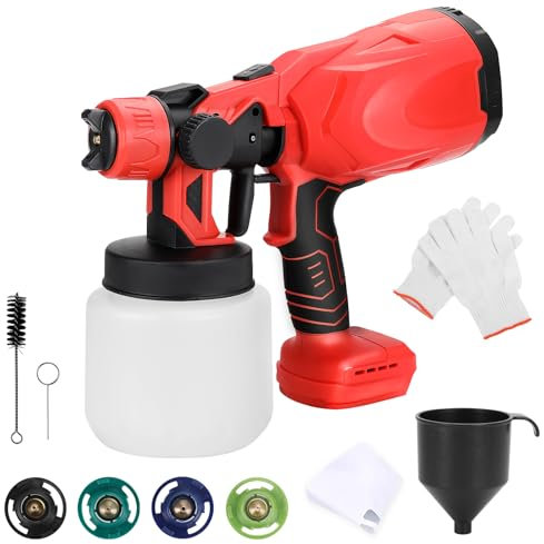 panthem Akku Farbsprühsystem Kompatibel mit Makita Akku 18V, 1000ML Lackierpistole Elektrisch mit 4 Düsen, Akku Farbsprühgerät Farbsprühpistole zum Sprühen Lacken für Zaun, Schränke, Haus (Ohne Akku)