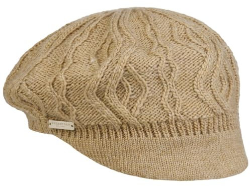 Seeberger Annelie Strick-Ballonmütze Damenmütze Ballonmütze Schirmmütze Schildmütze Damen - mit Schirm, Futter Winter Herbst-Winter - One Size beige