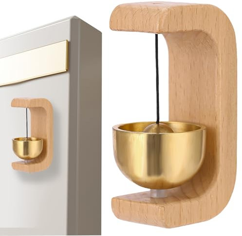 Door Chime for Entrance Wooden, Door Opening Bell Wooden Door Chime for Entrance Brass Bell Decoration Doorbell Lightweight Brass Door Chime for The Metal Door Magnetic Attraction Fit Living Room