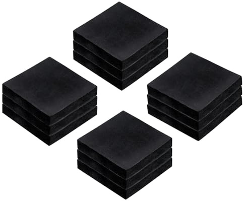 QUARKZMAN 12pcs Tampons en Caoutchouc Anti-Vibrations Durs, Tapis d'Isolation de Vibrations Carré 50mm, Blocs en Caoutchouc Antidérapants Anti-Bruit pour HVAC, 10mm Épaisseur