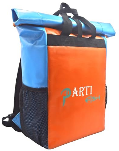 PARTI FISH 18L-25L Cooler Backpack Cool Bag Rucksack 4-layers Insulated Lunch Cool Box Cooler Bag Rain-Leak-Water-proof Large Meal Prep Bag Food Delivery Beach Camping Tourit Outdoor for Men, Orange