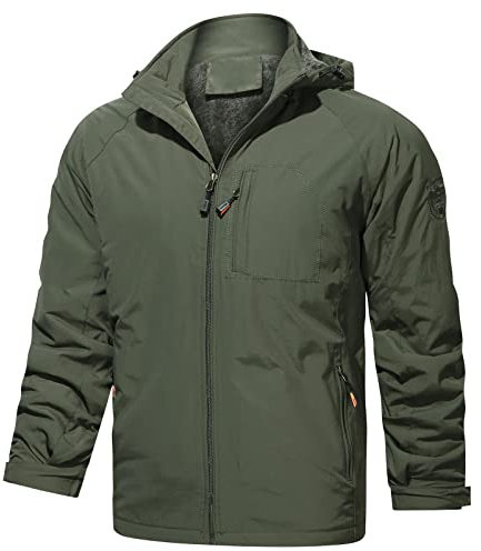 Generisch Black Friday Angebote 2024 AB Wann Datum Regenjacke Herren Warm Langarm Fleece Winterjacke Plus Size Reißverschluss Wintermantel Winter Regenmantel mit Kapuze Einfarbig Fleecejacke