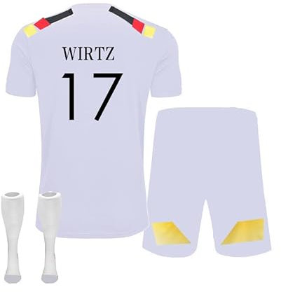 Neu Deutschland Trikot em 2024 für Erwachsene und Kinder, Heim Auswärtstrikot Fußball Trikot Fans T Shirts Trainingsanzug Shorts Socken Set für Jungen und Herren (Heimtrikot 17, XS)
