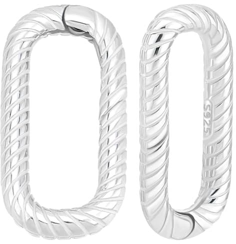 Beebeecraft 2Pcs Small Oval Spring Clasp 925 Sterling Silver Spring Gate Ring Lock Connector for Bracelet Pendant Jewelry Making
