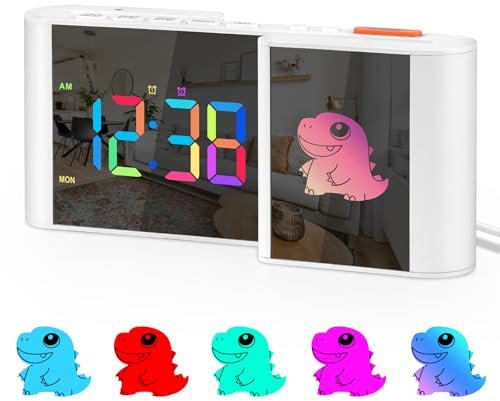 SZELAM Wecker,Wecker für Bett mit Niedlichem Cartoon,7,2Spiegeluhr,11 Farben Digital,10 Farben RGB Cartoon,Wochenanzeige,Automatische Dimm,Zwei Alarme,USB-Anschluss,5 Lautstärkestufen Tischdekoration