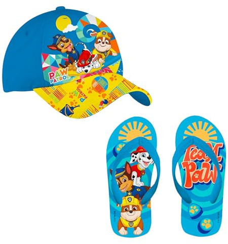 Paw Patrol Baseballkappe und Flip-Flops für Jungen, Hüt Sommer Set für Kinder (Blau, EU Schuhgrößensystem, Kleinkind, Herren, Numerisch (von/bis), M, 25, 26)