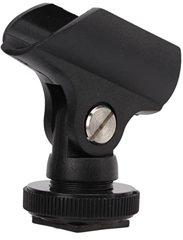 Microphone Clip Holder, 1.95cm Mic Clip Stand with Hot Shoe and 1/4 Inch Screw Hole and Cold Shoe Mount for DSLR Camera