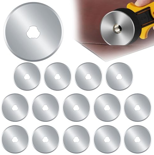 15 Stück Rollschneider, Rollschneider Stoff, Ersatzklingen 45mm, Stoffschneider, Rollmesser, Rollklingenmesser, Rundklingen Cutter, Für Quilten Papier Stoff Scrapbooking Nähen Stoffschneider