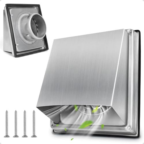 Yooler Rejilla de Ventilación, 100mm Rejilla Ventilacion Rectangular de Acero Inoxidable, contra la Intemperierejilla de Ventilación, contra la Intemperie para Cocina, Baño, Aseo