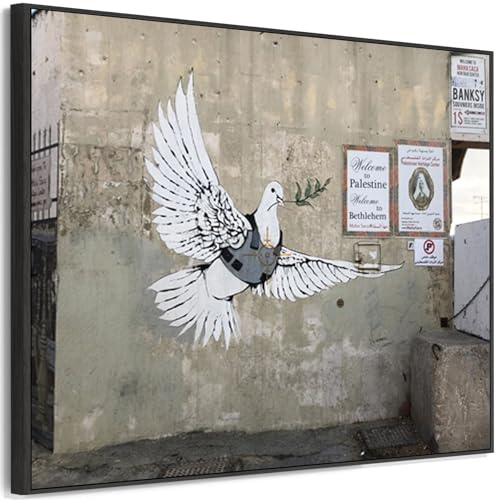 Wallfillers Banksy - Armoured Peace Dove Framed Wall Art Canvas Print