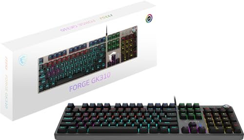 MSI Forge GK310 - Tastiera meccanica da gioco Red SWITCHES - Interruttore meccanico rosso (lineare), tasti ergonomici, base antiscivolo, LED RGB, USB 2.0, dimensioni standard