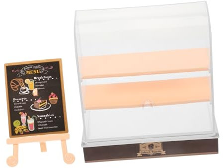 BESTonZON 1 Set Miniatur Kuchenschrank Spind Dekor Schrank Puppenhaus Miniaturen Vitrine Puppenhaus Zubehör Mini Bäckereischrank Mini Ladenschrank Mini Dessertschrank Kunststoff