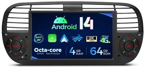 Radio GPS XTRONS PX7450FBL para Fiat 500 2007-2015 Android 14 Wi-Fi Carplay Android Auto