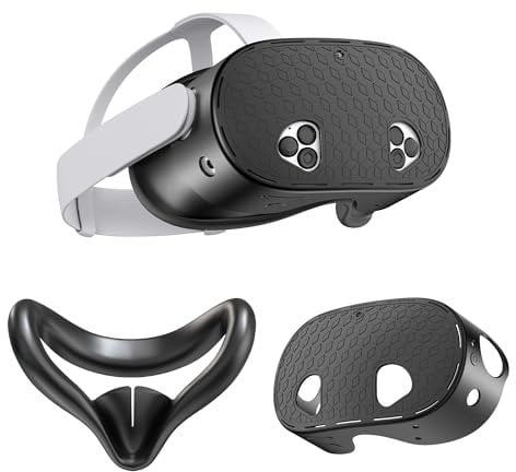 STARTRC GAMES VR Silicone Face Pad Cover for Meta Quest 3S, VR Shell Headset Cover Accessories Compatible with Oculus Quest 3S, Comfortable Silicone Face Cushion Pad with Lightproof Nose Pad