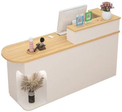 Weißer Empfangstisch mit abschließbaren Schubladen, Bürotisch, platzsparend, Holz, Einzelhandel, 130 x 49,8 x 104,9 cm
