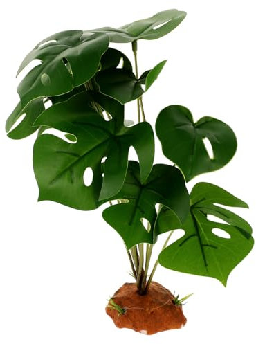 HOUDERCO Pianta Finta Per Rettili e Decorazioni Per Habitat, Ornamento in Plastica e Resina Per Terrari, Accessorio Per Acquari e Vasche Di Tartarughe, Per Habitat Naturali Di Lucertole e Anfibi