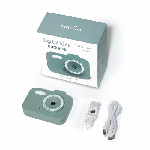 ZAZU Fun HD Digitalkamera für Kinder – 1080P Video, 2,0-Zoll-Display, wiederaufladbar, tragbare Kinderkamera mit lustigen Funktionen für Fotos und Videos (Grün)