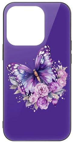 CRIVOTA For iPhone 14 Pro Case - Butterfly Design, Glass Back + TPU Inner Shell, Extreme Slimness, Bare-Hand Feel, Precise Cutouts, Military-Grade Protection, Cell Phone Cases for Boys Girls