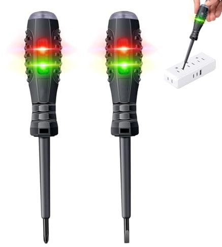 Electrical Screwdriver Voltage Tester Pen – 2 Pack 2-in-1 High Torque Magnetic Electric Tester Pen for Electricians – Non Contact Circuit Detector & Screwdriver Set for Electrical Work & Home Repairs