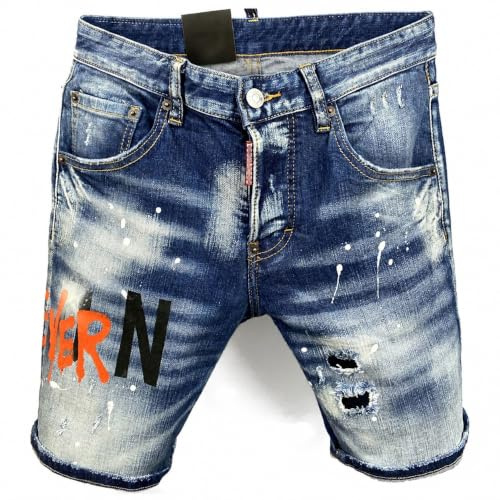 Kdtoll Pantaloncini Jeans Uomo Estivi – Shorts in Denim Slim Fit Strappati, Elasticizzati e Comodi, Casual Hip Hop, Jeans Corti Stile Streetwear Y2K