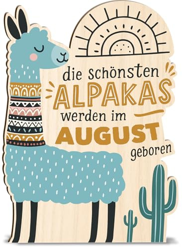 Geburtstagskarte Alpaka August Holzkarte - Geburtstagskarte - Lustig, Lustige Geburtstagskarte, Witzige Geburtstagskarte, Lustige Geburtstagskarten, Lustige Geburtstagskarten für Frauen, Lustig