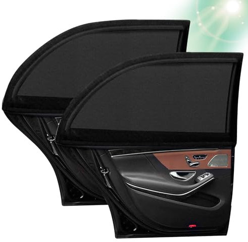 2Pcs Car Window Shades for Baby,Car Rear Window Sun Shade Side Sunshade Kids Windows Screen Cars Blinds Sunshades Protection UV Visor Mesh Cover Black Mosquito Net,for Summer Children Auto Accessories