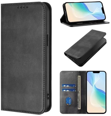 TUUNKMUY Custodia a portafoglio in pelle compatibile con Wiko T20, con scomparti per carte di credito, funzione leggio, per Wiko T20, nero