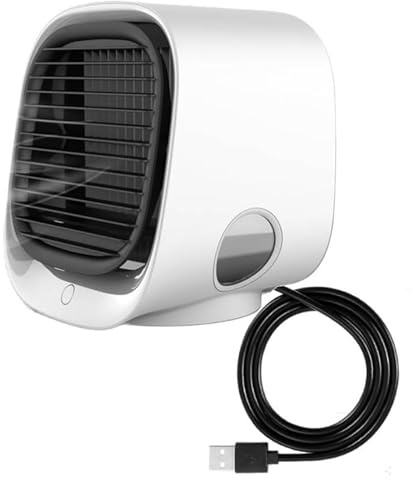 Aire acondicionado portátil, enfriador de aire recargable por USB con luz LED de 7 colores, aire acondicionado de 3 velocidades para dormitorio, tienda de campaña Rv