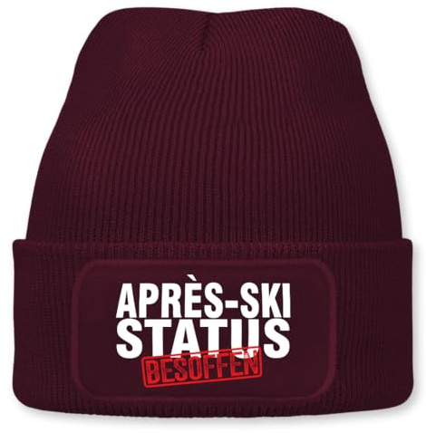 Prozente Momente Apres-Ski Status besoffen | Strickmütze | Wollmütze | Beanie mit Druck | lustige Sprüche | Apres Ski Party Outfit | Schwarz