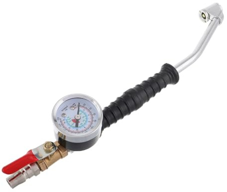 Ipetboom Reifenfüller Mit Manometer Lkw-Reifenfüllmesser Für Schnelle Inflation Abgewinkelte Düse Für Enge Bereiche Präzise Druckmessung Für Verschiedene Lkw-Reifen