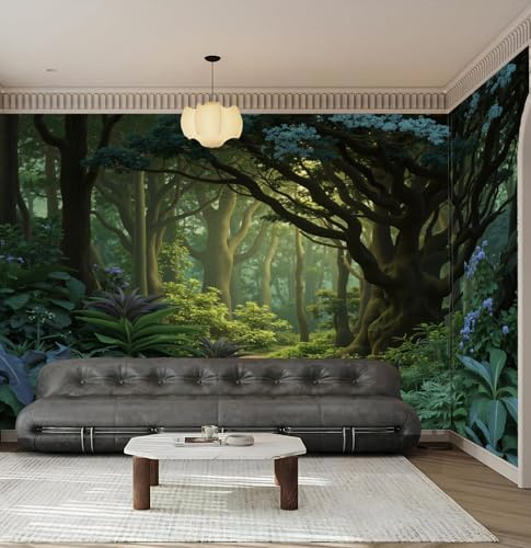 NAWVNMI Papier Peint Panoramique Forêt Tropicale Chemin, 3D Poster Geant Mural Plantes Tropicales, Tapisserie Panoramique Salon, Décoration Murale Chambre, 200 x 140cm