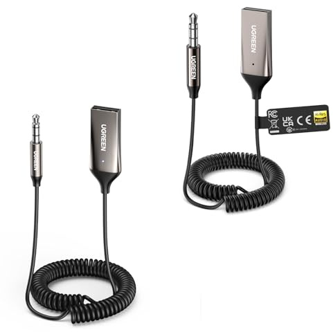 UGREEN Aux Bluetooth Adapter Auto Bluetooth 6.0 Empfänger Klink Im Paket enthalten LDAC Bluetooth Empfänger mit Hi-Res Gold Zertifizierung
