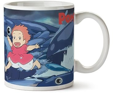 Semic Distribution Ponyo Tasse mit Fischen – Studio Ghibli Keramiktasse – Anime Film Merchandise Becher für Kaffee & Tee – Geschenk für Ghibli Fans - Füllmenge 320ml