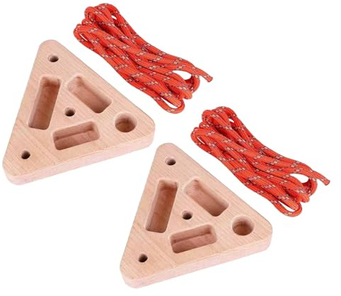 usefulbeauty Kletter-Fingerboard - Dreieckiger hölzerner Handgriff-Stärker mit mehreren Tiefen | Tragbares Hangboard fürs Klettern - für Spielzimmer, Garage, Keller, Wohnung, Fitnessraum,