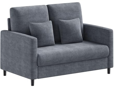 GarveeHome Beiges 2-Sitzer Chenille Sofa, 132 cm – Kompakt und bequem – Loveseat für Wohnzimmer & Schlafzimmer – Platzsparendes Sofabett – Werkzeugfreie Montage