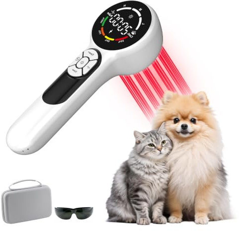 8x808nm 16x650nm Therapie Lasergerät für Hunde Haustiere Kaltlaser therapiegerät 5200-mAh-Akku mit Magnetabdeckung Kaltes Rotlicht Wiederaufladbar Katze Tier Pferd Gelenk und Muskelschmerzlinderung
