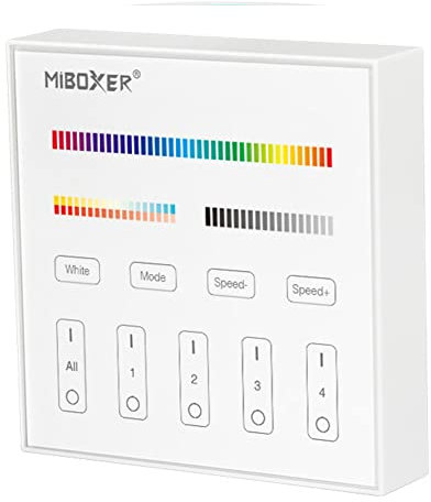 LGIDTECH B4 Miboxer 4-Zonen-Smart-Panel-Fernbedienung zur Wandmontage, batteriebetrieben, funktioniert nur mit LED-Glühbirnen der RGB+CCT-Serie,Scheinwerfer,Downlight,Flutlicht und FUT037 FUT038
