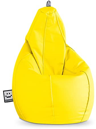 HAPPERS Puff Salón Pera Polipiel Interior Amarillo XXL