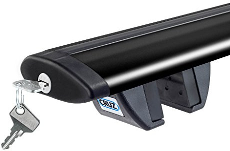 Cruz Pair of Airo Dark R Aluminium Aerodynamic Roof Bars, Black (for vehicles with open rails) 118 cm, Silver