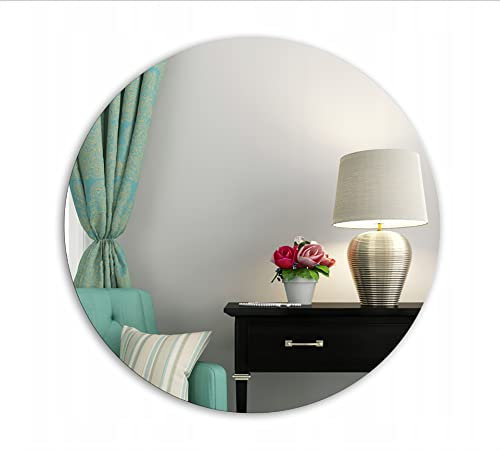 Ramix Rund Spiegel, Rahmenloser, Spiegelfliese, Wandspiegel, Badspiegel, Zimmer, Größe: 80 cm Durchmesser