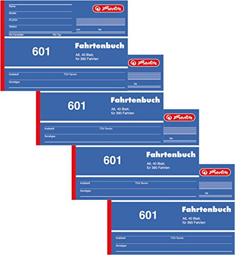 Herlitz Fahrtenbuch A6, 40 Blatt (4 Stück, DIN A6)